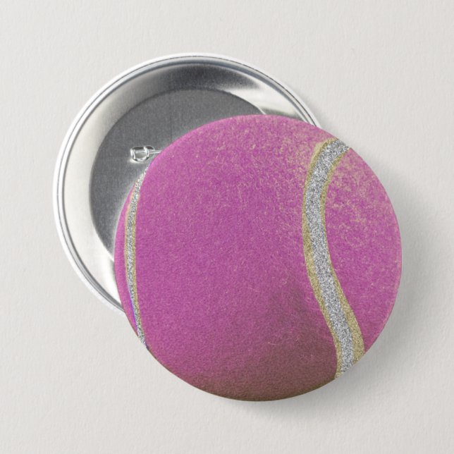 Modern Rosa Tennis Boll with Faux Glitter Line Knapp (Framsida & baksida)