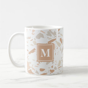 Modern Rosa Terrazzo Marble Monogram Kaffemugg