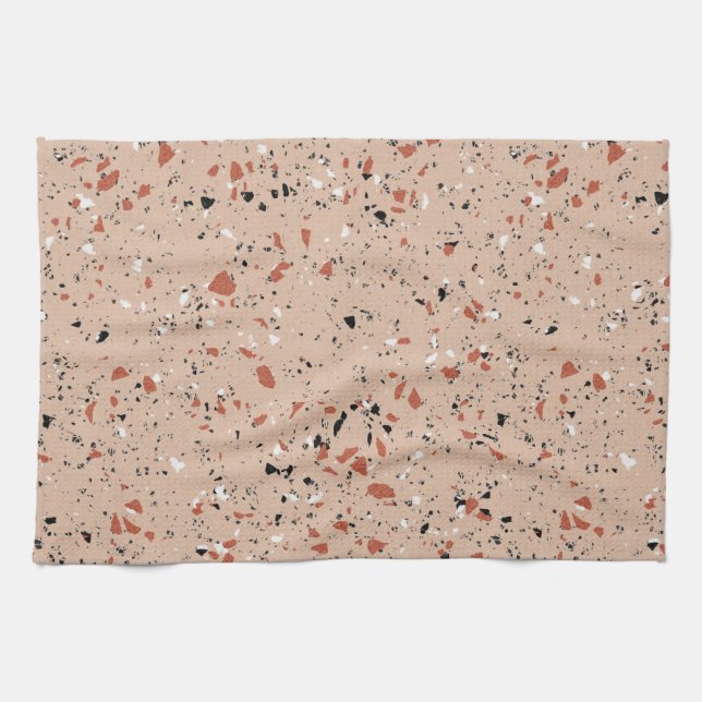 Modern Rosa Terrazzo Skriv ut Mönster Kökshandduk (Horisontell)