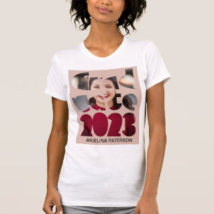 Modern rosa text och foto examen 2023 t shirt