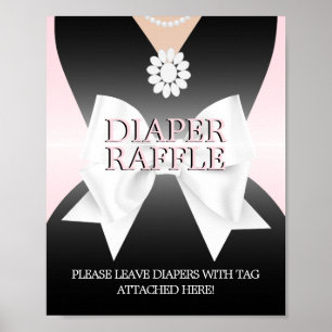 Modern Rosa Tiffany Baby Shower Diaper Raffle Sign Poster
