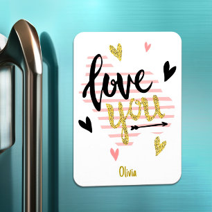 Modern rosa till kramning av valentins dygn magnet