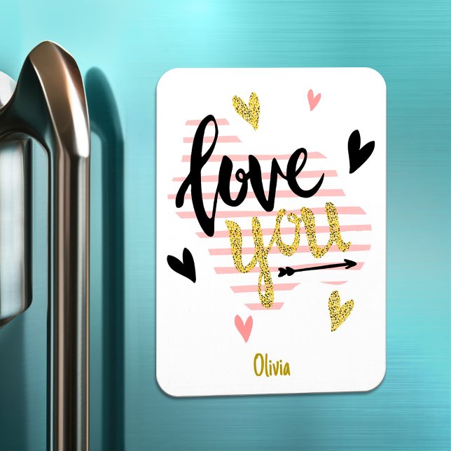 Modern rosa till kramning av valentins dygn magnet (Skapare uppladdad)