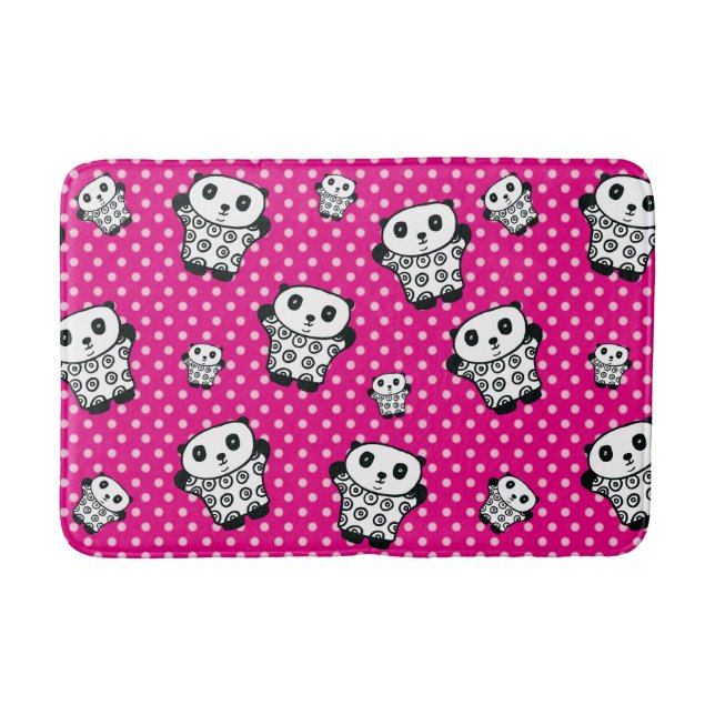 Modern Rosa Tjejig Kawaii Söt Panda Björn Prickig Badrumsmatta (Framsidan)