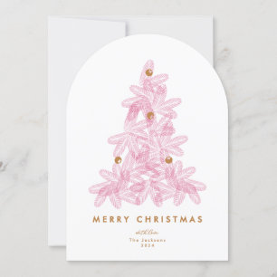 Modern Rosa Träd-fotot God jul Arch Card Inbjudningar