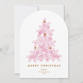 Modern Rosa Träd-fotot God jul Arch Card Inbjudningar