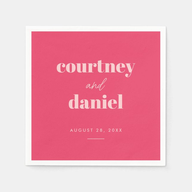 Modern Rosa Trendig Mix Match Bröllop Pappersservett (Framsidan)