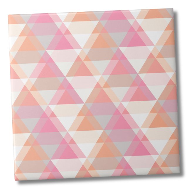 Modern Rosa Triangle Mönster Kakelplatta (Modern Pink Orange Geometric Triangle Pattern ceramic tile)