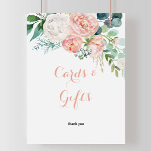 Modern Rosa Tropical Blommigt Card and Gifts Sign Poster