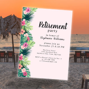 Modern Rosa Tropical Flower Pension Party Inbjudningar