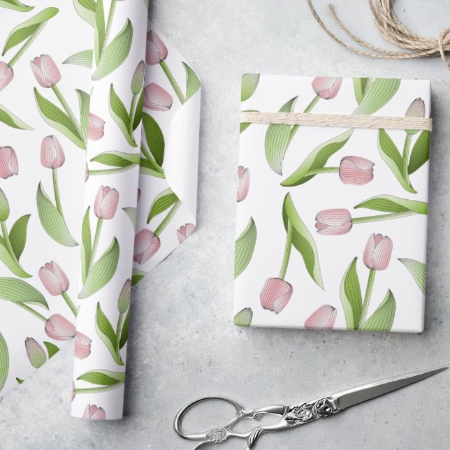 Modern Rosa Tulip Presentpapper (Skapare uppladdad)