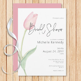 Modern Rosa Tulip Solo Möhippa Inbjudningar