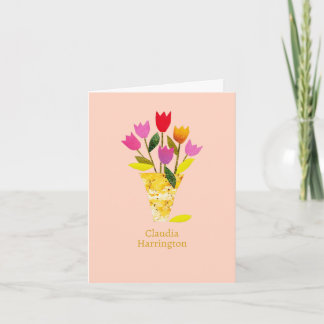Modern Rosa Tulips-koral i mitten av århundradet Anteckningskort