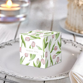 Modern Rosa Tulpan Blommig Tack Fest Presentaskar