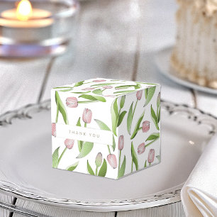 Modern Rosa Tulpan Blommig Tack Fest Presentaskar