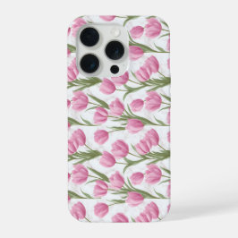 Modern Rosa Tulpan Vit Blommig Mönster