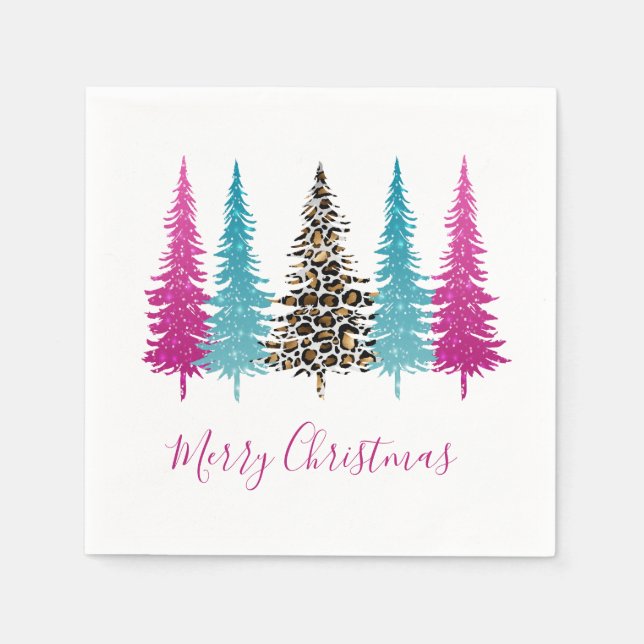 Modern Rosa Turcos Djurutskrift jul Pappersservett (Framsidan)