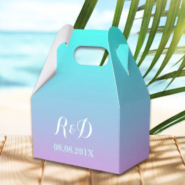 modern rosa-turkos i vår bröllop presentaskar