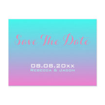 modern rosa turkos ombre bröllop save the date