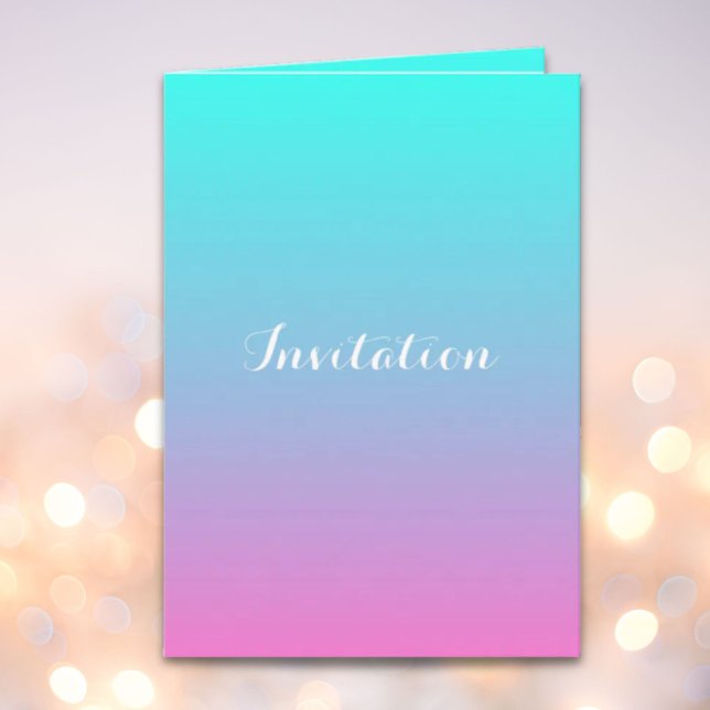 modern rosa turkos ombre bröllopsinbjudan inbjudan (modern pink turquoise ombre wedding invitation)