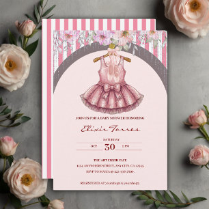 Modern Rosa Tutu Ballerina Ballet Baby Shower Inbjudningar