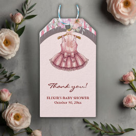 Modern Rosa Tutu Ballerina Ballet Baby Shower Presentetikett
