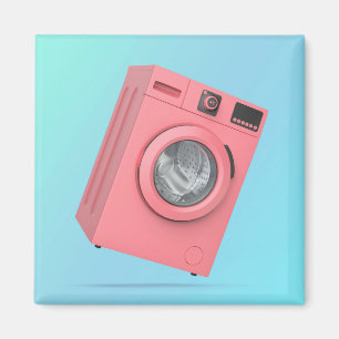 Modern rosa tvättande maskin magnet