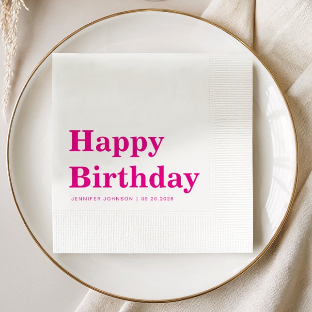 Modern Rosa Typografi Födelsedag Pappersservett (Modern Pink Typography Birthday Napkins
)
