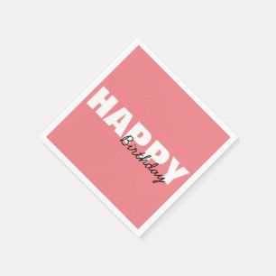 Modern Rosa Typografi Grattis på födelsedagen Part Pappersservett