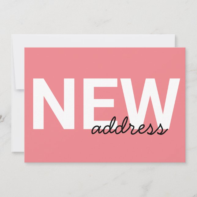 Modern Rosa Typography Flytta Announation Kort (Framsida)