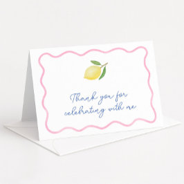 Modern Rosa Vågig Kant Lemon Baby Shower Tack Kort