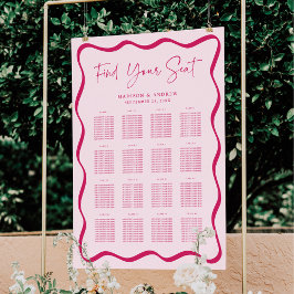 Modern Rosa Vågig Ram 16 Bord Placeringsplan Poster