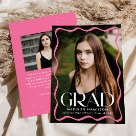 Modern Rosa Vågigt Ram Grad 2 Photo Studenten Meddelande