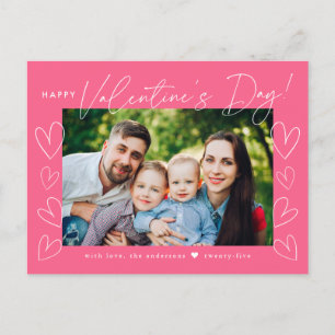 Modern Rosa Valentine Day Photo Helg Vykort