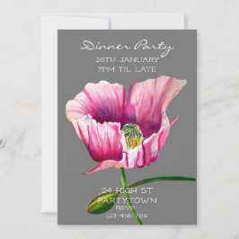 Modern rosa-vallmomålning inbjudningar