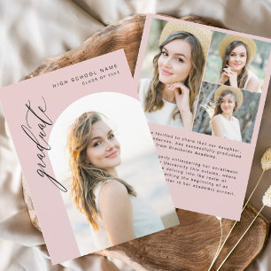 Modern Rosa Valv Betygsatt Enkel Foto Examen Meddelande