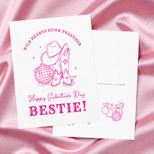 Modern Rosa Västerländsk Glad Galentine's Day Bäst Helg Vykort