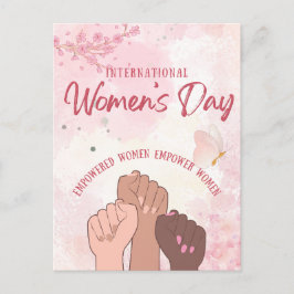 Modern Rosa Vattenfärg Blommig Kvinnodagen Vykort
