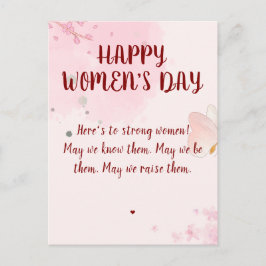 Modern Rosa Vattenfärg Blommig Kvinnodagen Vykort