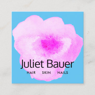 Modern Rosa vattenfärg Flower Square Busine Fyrkantigt Visitkort