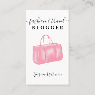 Modern rosa vattenfärgsäcksskript mode bloggare visitkort