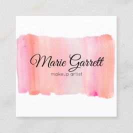 Modern Rosa vattenfärgspenseldrag Fyrkantigt Visitkort