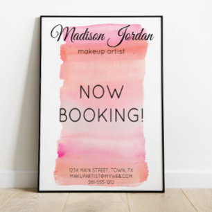 Modern Rosa vattenfärgspenseldrag Poster