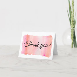 Modern Rosa vattenfärgspenseldrag Tack Kort