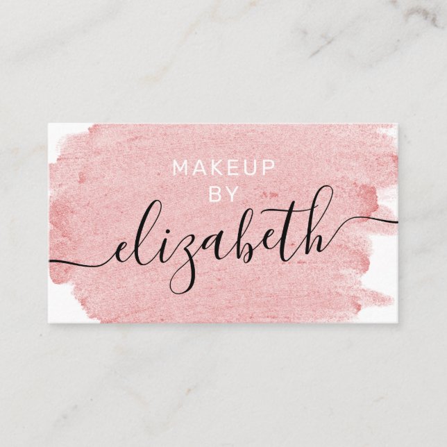 Modern rosa vattenfärgspenselmakare visitkort (Framsida)