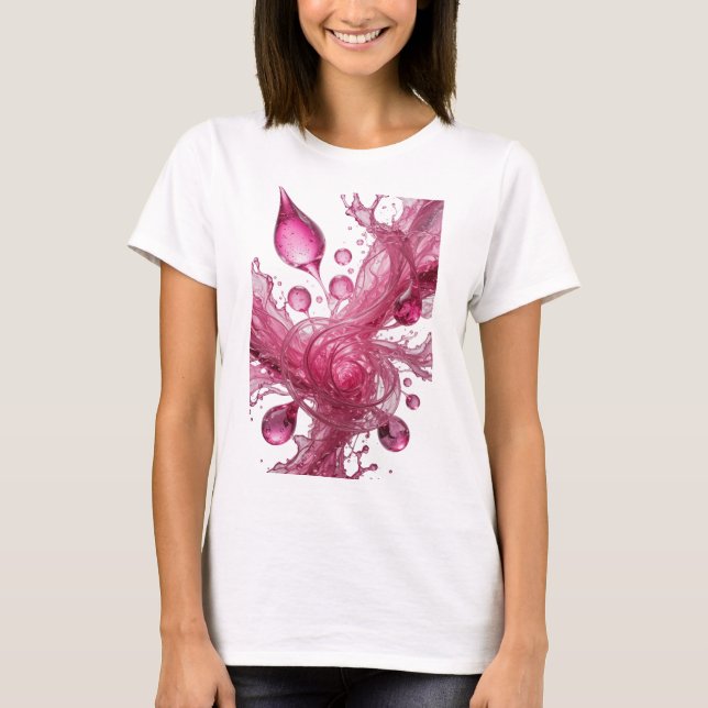 Modern Rosa VATTENSTänk Konstnärlig Motiv T Shirt (Framsida)