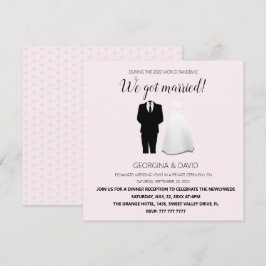 Modern Rosa Vi Har Gift! Bröllop Meddelande