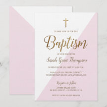 Modern Rosa vid Guld kor Flicka-baptism vid Vita