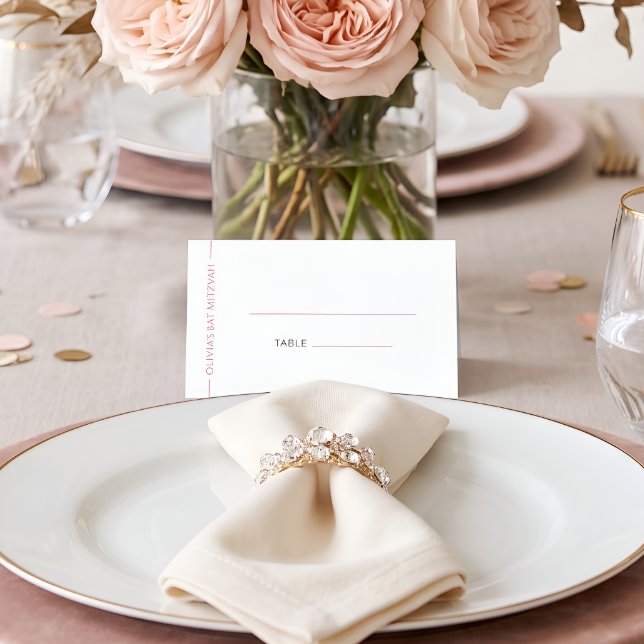 Modern Rosa Vikbar Bat Mitzvah Platskort Placeringskort (Skapare uppladdad)