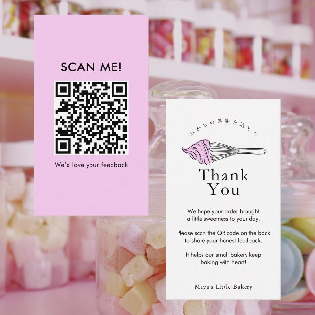 Modern Rosa Visp Lämna en Recension QR-kod Visitkort (Skapare uppladdad)